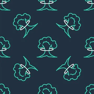 Line Nuclear explosion icon isolated seamless pattern on black background Stock Illustration