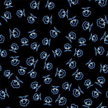 Line Nuclear explosion icon isolated seamless pattern on black background Illustrazione stock
