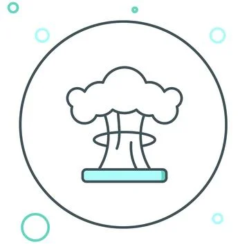 Line Nuclear explosion icon isolated on white background. Atomic bomb. Symb.. Stock Illustration