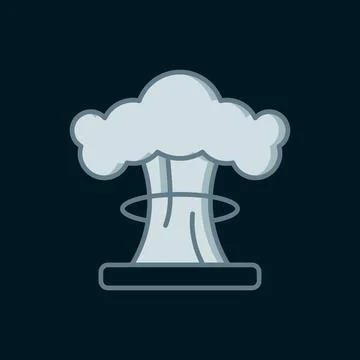 Line Nuclear explosion icon isolated on black background. Atomic bomb. Symb.. イラスト素材