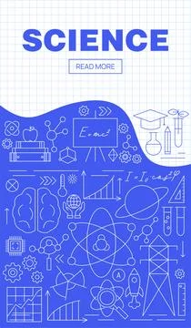 Line Nuclear Physics Science Flyer Stock Illustration