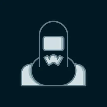 Line Nuclear power plant worker wearing protective clothing icon isolated o.. Stock Illustration