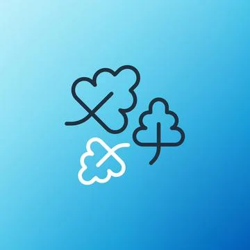 Line Oak leaf icon isolated on blue background. Colorful outline concept. Vector Illustrazione stock