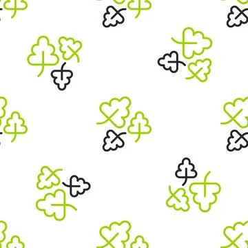 Line Oak leaf icon isolated seamless pattern on white background.  Vector Stock Illustration