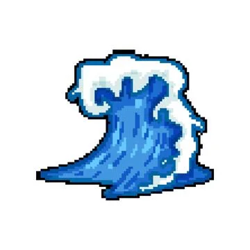Line ocean waves pixel art vector illustration Stock Illustration
