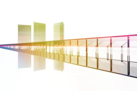 Line to office buildings Stock Illustration