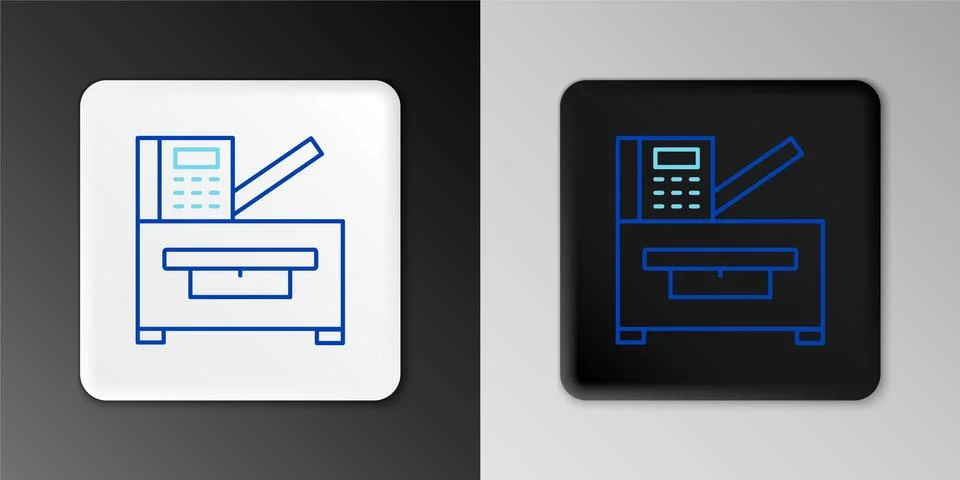 Line Office multifunction printer copy machine icon isolated on grey background Stock Illustration