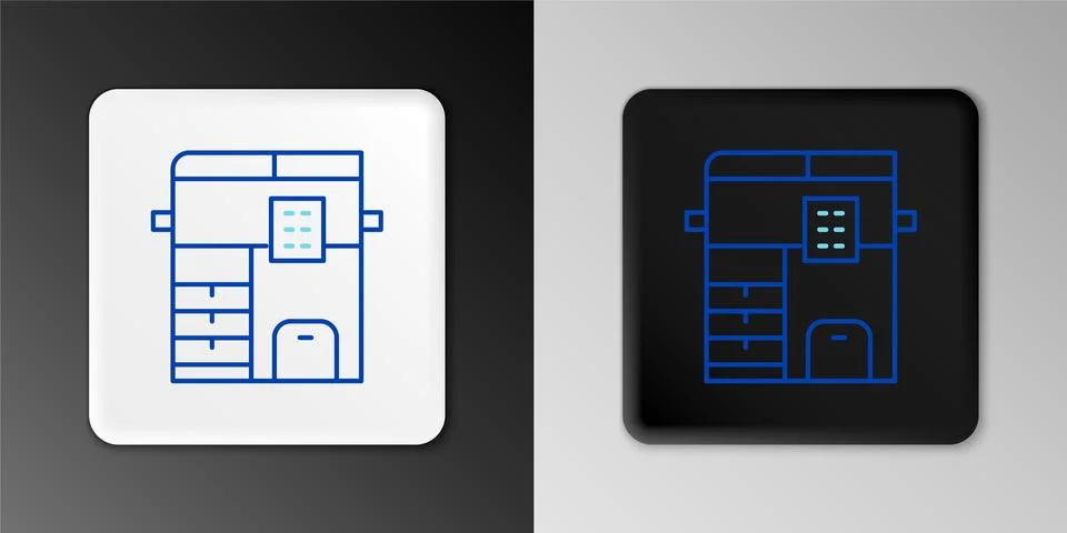 Line Office multifunction printer copy machine icon isolated on grey background Stock Illustration