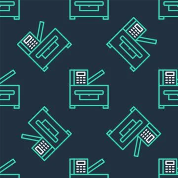 Line Office multifunction printer copy machine icon isolated seamless patte.. 스톡 일러스트