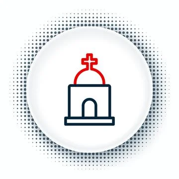 Line Old crypt icon isolated on white background. Cemetery symbol. Ossuary or Ilustración de archivo