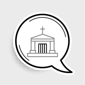 Line Old crypt icon isolated on grey background. Cemetery symbol. Ossuary or Ilustración de archivo