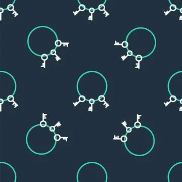 Line Old keys icon isolated seamless pattern on black background. Vector Illustrazione stock
