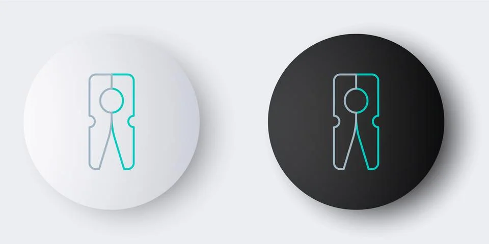 Line Old wood clothes pin icon isolated on grey background. Clothes peg Stock Illustration