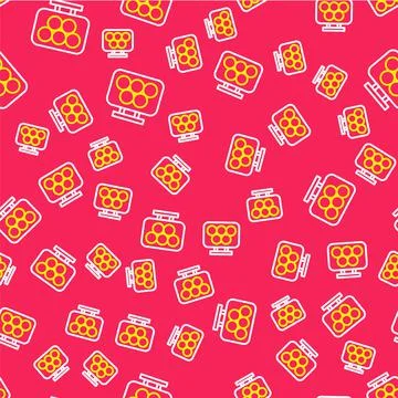 Line Olympic rings icon isolated seamless pattern on red background. Vector Illustrazione stock