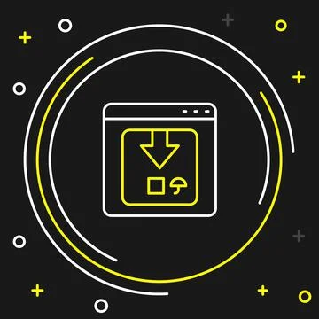 Line Online app delivery tracking icon isolated on black background. Parcel イラスト素材