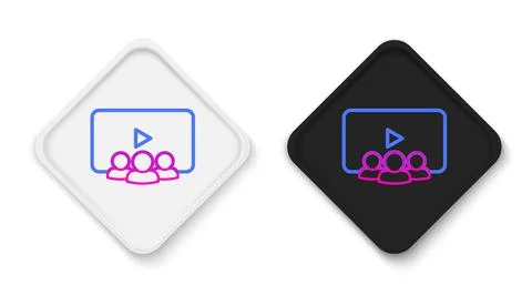 Line Online class icon isolated on white background. Online education concept 스톡 일러스트