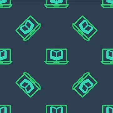 Line Online class icon isolated seamless pattern on blue background. Online.. Illustrazione stock