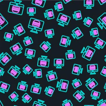 Line Online ordering and fast food delivery icon isolated seamless pattern on Stock Illustration