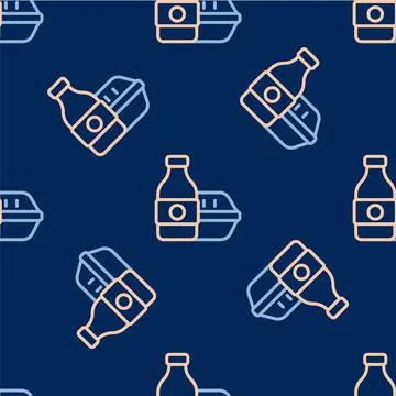 Line Online ordering and fast food delivery icon isolated seamless pattern on Stock Illustration