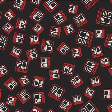 Line Online ordering and fast food delivery icon isolated seamless pattern on Stock Illustration