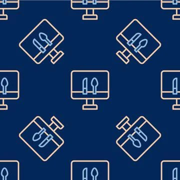 Line Online ordering and fast food delivery icon isolated seamless pattern on Stock Illustration
