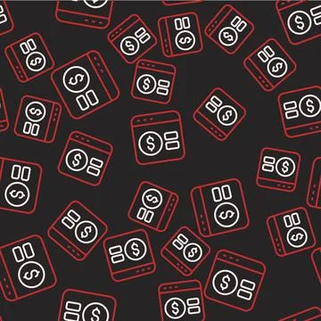 Line Online poker table game icon isolated seamless pattern on black backgr.. Stock Illustration