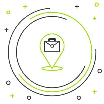 Line Online working icon isolated on white background. Freelancer man working on Illustrazione stock