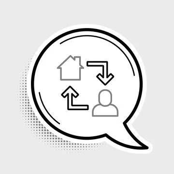 Line Online working icon isolated on grey background. Freelancer man workin.. Stock Illustration
