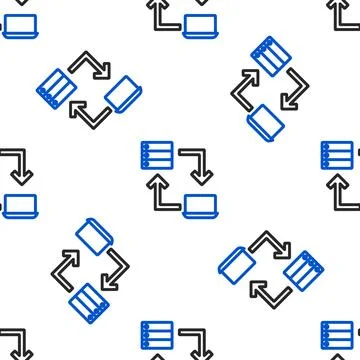 Line Online working icon isolated seamless pattern on white background. Fre.. イラスト素材