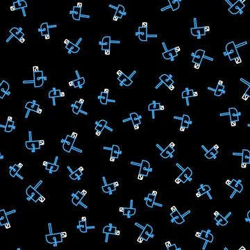 Line Open mail box icon isolated seamless pattern on black background. Mailbox Illustrazione stock