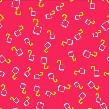 Line Open padlock icon isolated seamless pattern on red background. Opened lock Stock Illustration