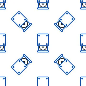 Line Optical disc drive icon isolated seamless pattern on white background. CD Stock Illustration