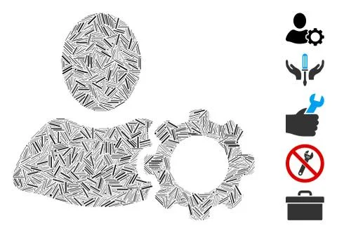 Line Options Icon Vector Collage Stock Illustration