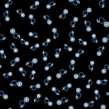 Line Orange fruit icon isolated seamless pattern on black background. Vector Stock Illustration