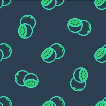 Line Orange fruit icon isolated seamless pattern on blue background.  Vector Stock Illustration