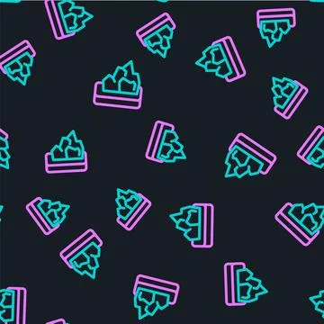 Line Ore mining icon isolated seamless pattern on black background. Vector Stock Illustration