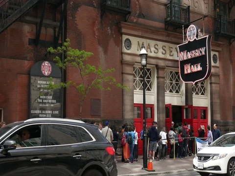 Line up outside of Massey Hall in Toronto Canada Stock Footage 76572459