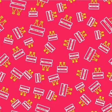 Line Pack of beer bottles icon isolated seamless pattern on red background Stock Illustration