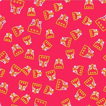Line Pack of beer bottles icon isolated seamless pattern on red background... Stock Illustration