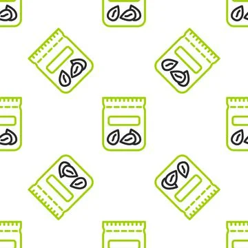 Line Pack full of seeds of a specific plant icon isolated seamless pattern on Illustrazione stock