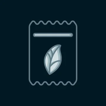 Line Pack full of seeds of a specific plant icon isolated on black backgrou.. Stock Illustration