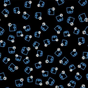 Line Package box with check mark icon isolated seamless pattern on black Stock Illustration