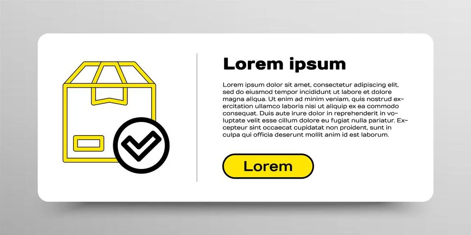 Line Package box with check mark icon isolated on white background. Parcel bo Stock Illustration