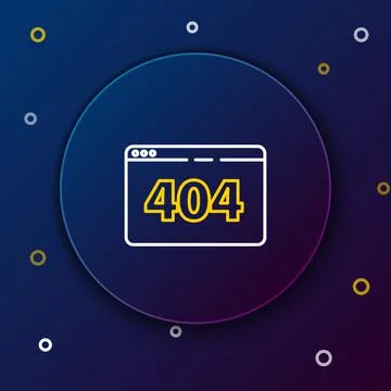 Line Page with a 404 error icon isolated on blue background. Template reports Stock Illustration