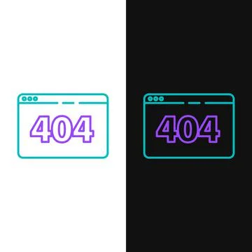 Line Page with a 404 error icon isolated on white and black background. Template Stock-Illustration