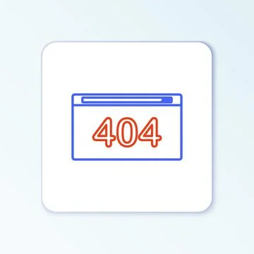 Line Page with a 404 error icon isolated on white background. Template reports Stock Illustration