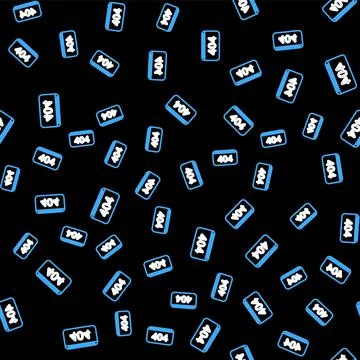 Line Page with a 404 error icon isolated seamless pattern on black background Stock Illustration