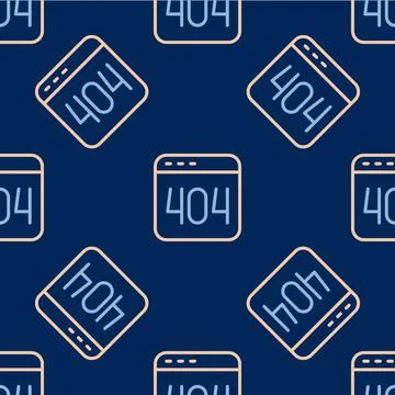 Line Page with a 404 error icon isolated seamless pattern on blue background Stock Illustration