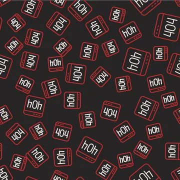 Line Page with a 404 error icon isolated seamless pattern on black background Stock Illustration
