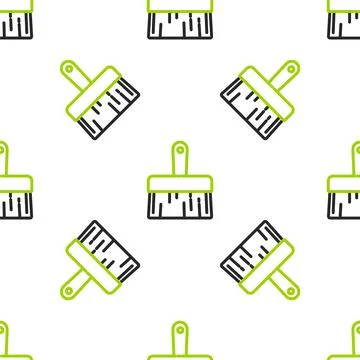 Line Paint brush icon isolated seamless pattern on white background. Vector Stock Illustration